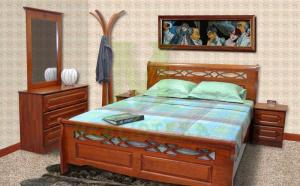 Кровать двуспальная деревянная 1.6-966-WSR-BW