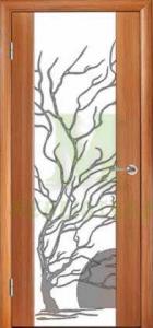 Двери Woodok Глазго ПО тик, декор Дерево с солнцем